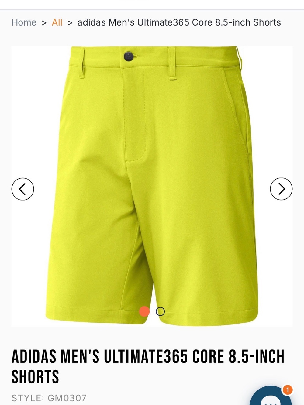 adidas Men's Flat Front Performance Shorts in Neon Yellow
